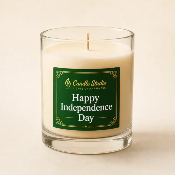 Independence Day Scented Glass Candle in green and white - Candle Studio Pakistan